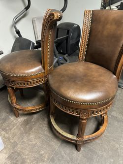 Real wood leather kitchen stools