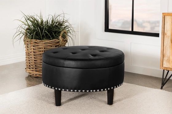 Brand New Black Tufted Storage Ottoman