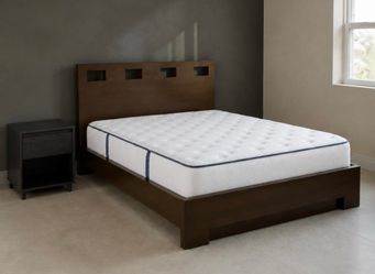 Free lamp w/ purchase Beautyrest full size mattress $95, mahogany bed frame $125, nightstand $25