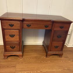 Vintage solid wood double pedestal desk with cherry finish