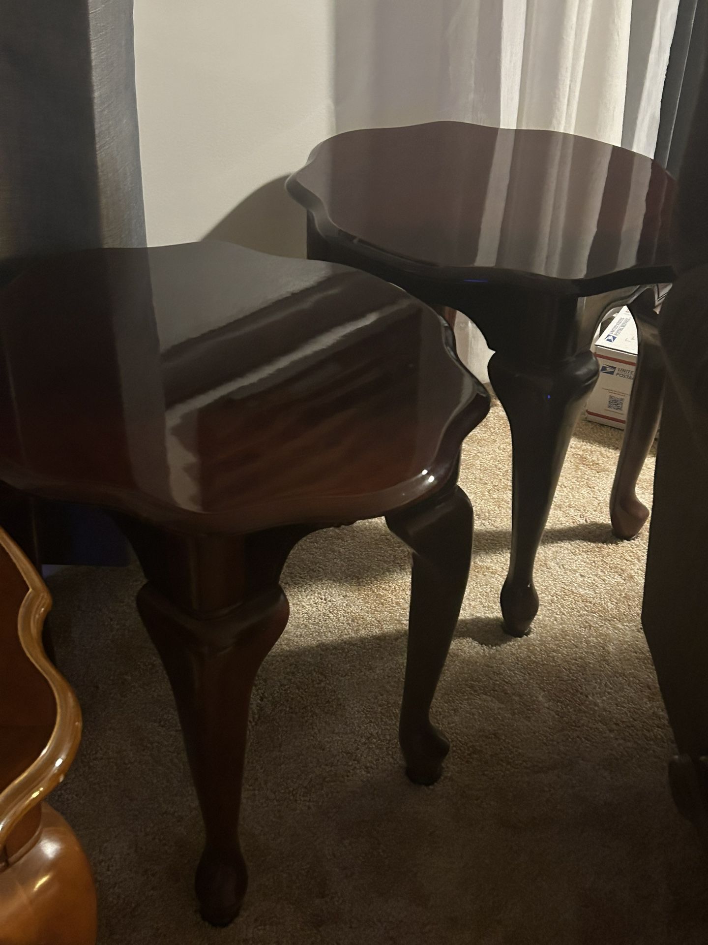 2 solid cherry wood side tables-like new.