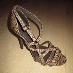 Tory Burch strappy brown croc heels