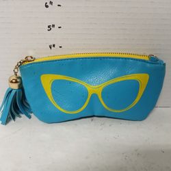 Sunglass Soft Case Blue Yellow With Zipper