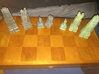 Mexican Aztec Marble And Jade Chess Set