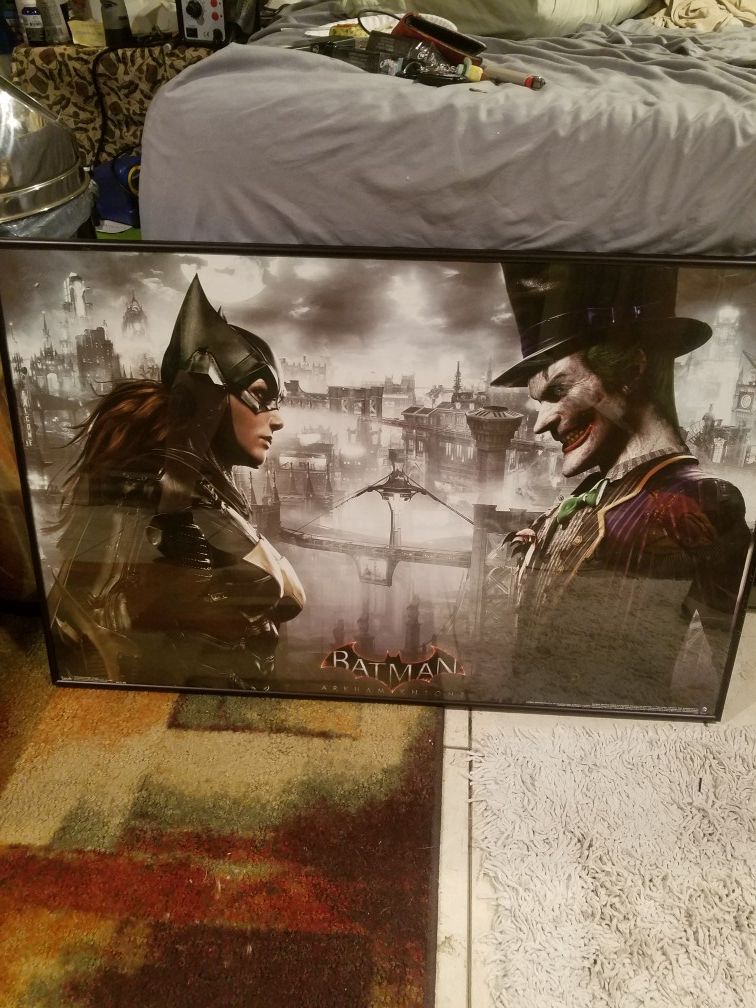 Joker and batgirl framed poster