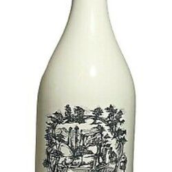 Coalport Bottle Decanter White Porcelain  Country Scene Made England Milk Glass Farmhouse Decor