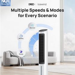 Dreo Evaporative Air Cooler, 40” Cooling Fans that Blow Cold Air, 80° Oscillating, Removable Water Tank, Ice Packs, Remote Control, 4 Speeds, 7H Timer