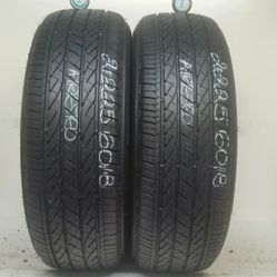 2 Tires 225 60 18 Bridgestone Dueler HP Sport AS high tread no repairs