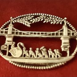 Swan Boat Boston Scene Brooch