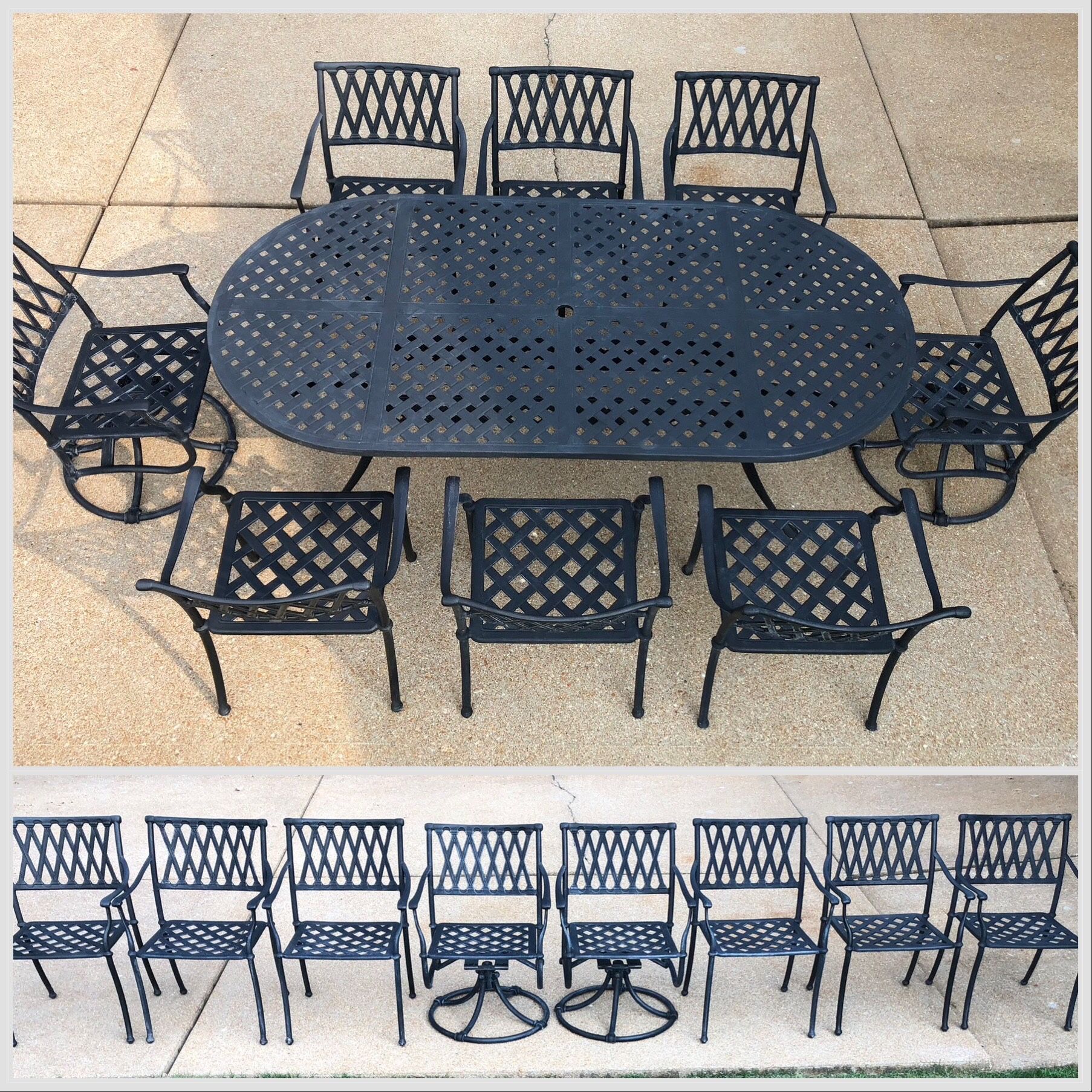 Hanamint Outdoor Patio Furniture Set Heavy 8 Seat Dining set-7ft 90lb Oval table-Patio Set