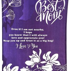 Love You Mom ultimate Comfortable Throw Blanket. This luxurious purple blanket is perfect for cozy nights. Ideal for gifting, it combines style and wa