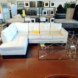 White Leather Look Sectional Normally 1,249