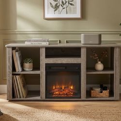 Grey Oak Fireplace TV Stand