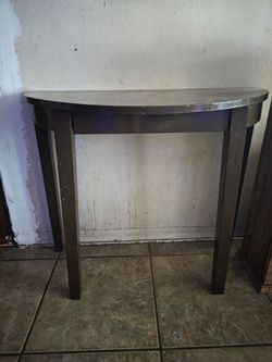 Half-Moon Wooden Console Table with Hidden Drawer