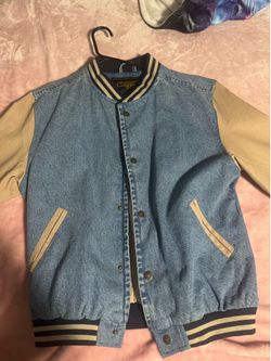 Denim varsity jacket