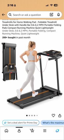 Treadmills for Home Walking Pad - Foldable Treadmill Under Desk with Handle Bar 0.6-6.2 MPH Portable Folding Pads Compact Running Machine Quiet Lightw