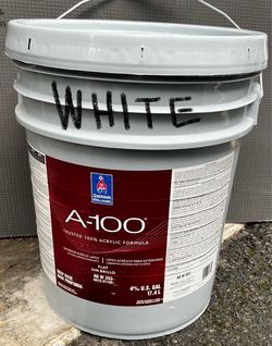 Exterior Paint. Color Pure White . Flat New 5 Gallons