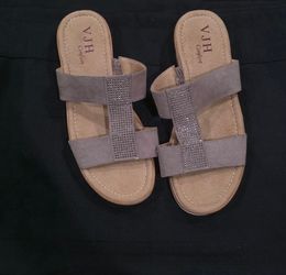 VJH Comfort tan Rhinestone Slide Sandals