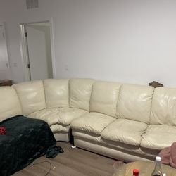 Large White Leather Couch