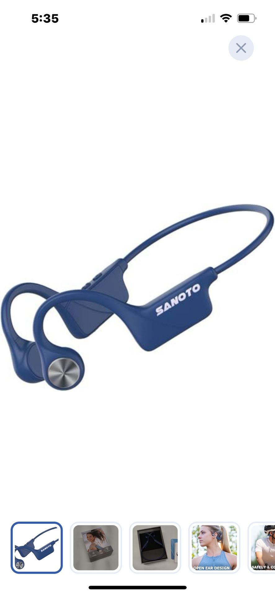 “New”Sanoto Sports Wireless Bluetooth Headphones 5.3,(8 Hr Batt.)”Waterproof “(running,cycling,Training)retail$49
