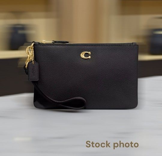 Coach Pebbled Leather Essential Small Wristlet Wallet CH818 NEW sealed cellphone