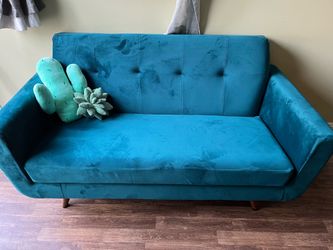 Blue Sofa Velvet Couch