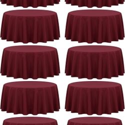  10 Pack 90 Inch Round Burgundy Polyester Tablecloths for Round Table, Wrinkle & Stain Resistant, Perfect for Wedding