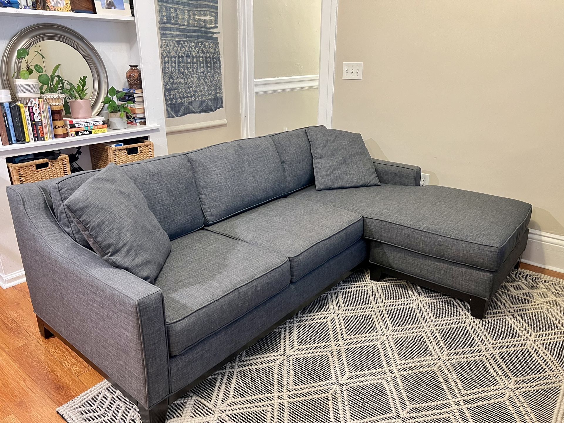 NEED TO SELL ASAP: 88" Reversible Grey Sectional Sofa with 2 pillows