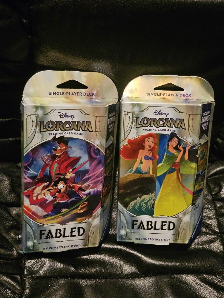 Disney Lorcana: Fabled -Set of 2- Starter Decks! Bonus 1 Booster Pack Per Box! New Sealed
