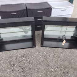 Two Mirrored Shelves With Light