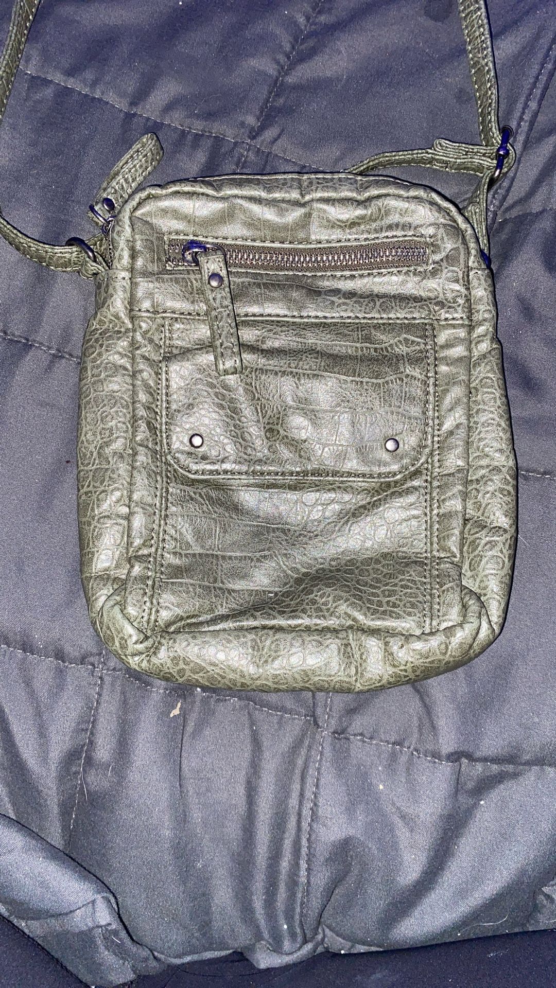Navy Green Satchel