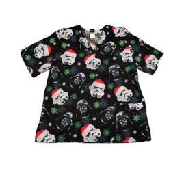 Star Wars Darth Vader Storm Trooper Scrubs  Christmas v-neck Short sleeve Top L