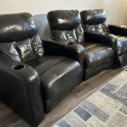 Black Leather Theatre Sofas 