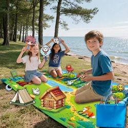 Thickened Extra Large Picnic Blanket, 70"x40" Waterproof Green Camping Mat for Beach, Park, Hiking - Foldable & Portable Outdoor Rug