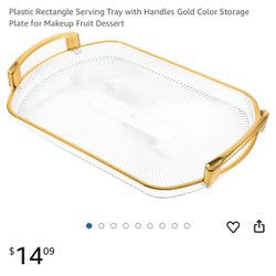 Plastic Rectangle Serving Tray With Handles Cold Color Plate For Fruit Or Dessert