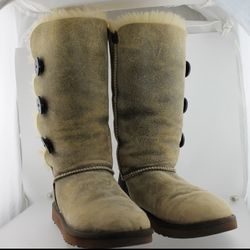 UGG BAILEY BUTTON TRIPLET BOMBER BOOTS BROWN 3049 W/BJCN WOMEN SIZE 7