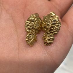 Large 10K Real Nugget Earrings