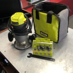 1003 Ryobi R163G Corded 120v 8.5amp 1-1/2hp Fixed Base Router W/ Extra Bits In Soft Carry Bag 553854
