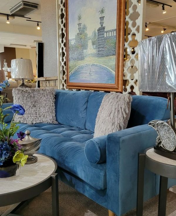 Blue Mid-Century Modern Sofa