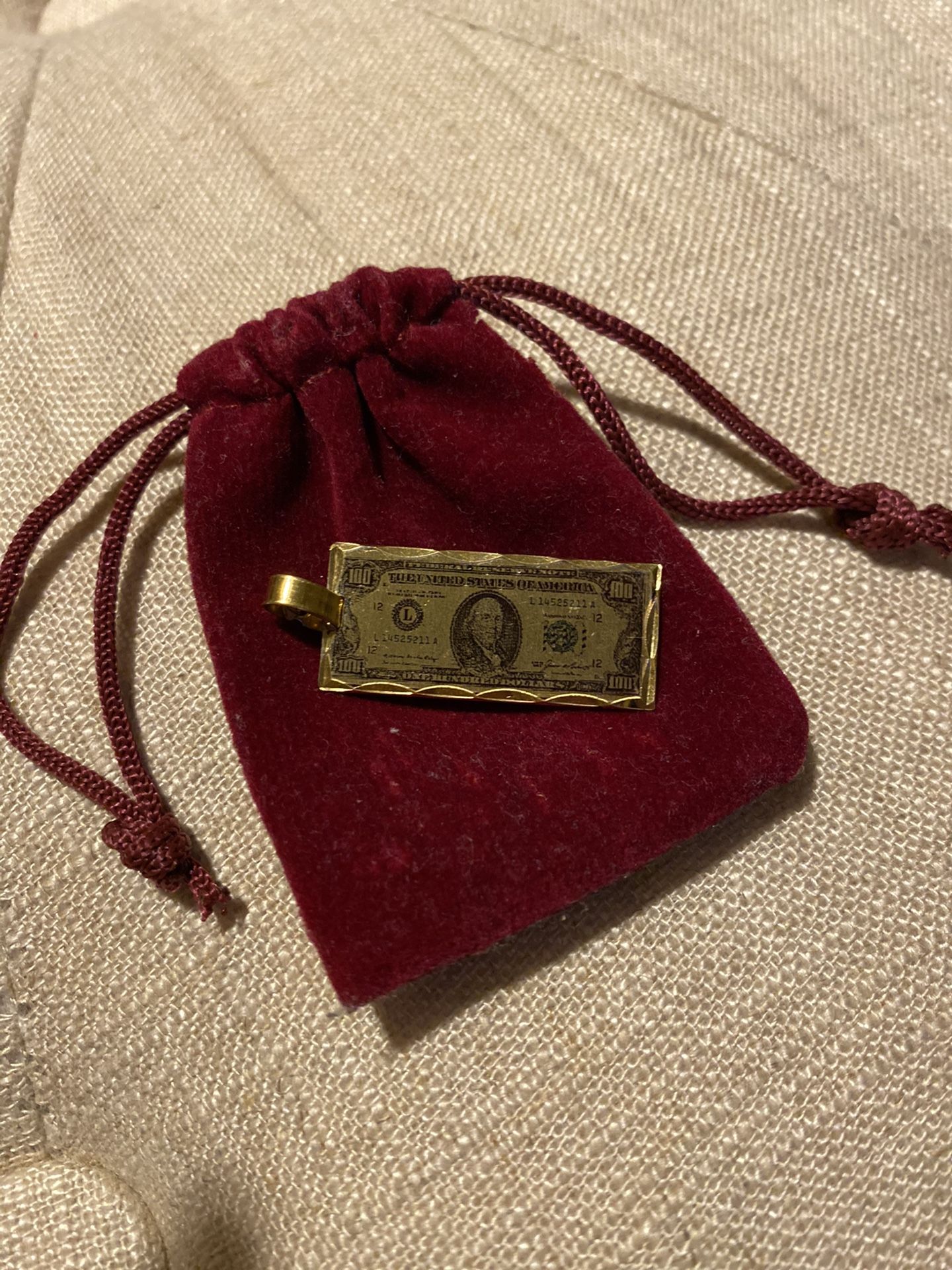 14k Gold One Hundred Dollar Bill Charm