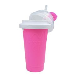 Cup - Taza para hacer granizados mágicos de bricolaje, vaso portátil para licuados de jugos, leche y helado, taza de silicona de doble capa con popote