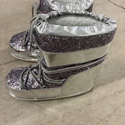 Silver sparkly mOOn Type Boots festival Rave