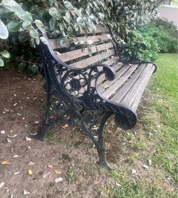 5 Ft. Wood Bench with Iron Railings
