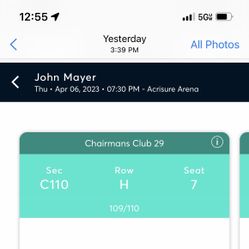 John Mayer Vip Section C110 Chairman Club With Vip Parking 