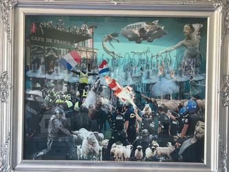 Framed Political Satire Collage Art Sam Roloff