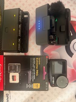 DJI Osmo Action 4 + 3 Batteries with case + DJI Mic Mini + 64 SD card