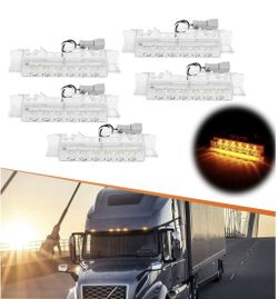 5PCS Amber 6LED Cab Roof Top Clearance Light Assembly Clear Lens Marker