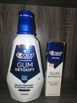 Crest detoxify mouthwash and gum recession toothpaste