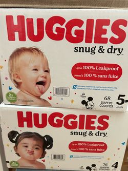 Huggies diapers size 4, have 76 diapers the size 5 have 68 diapers