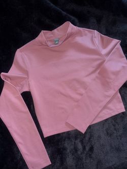 Pink Long Sleeve Mock Neck Crop Top